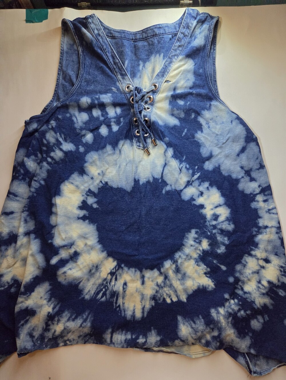 Light denim custom bleached top
